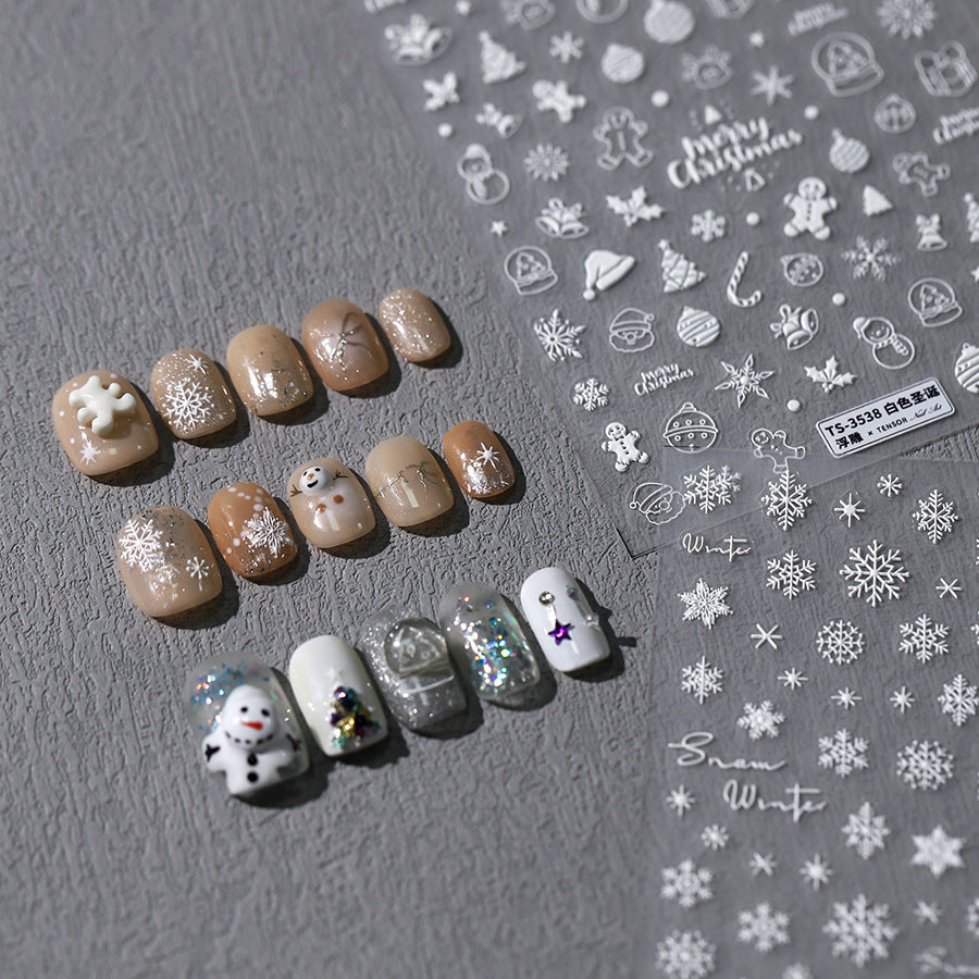 NailMAD Nail Art Stickers Adhesive Slider Embossed Snowflake Sticker Decals TS3537 - Nail MAD