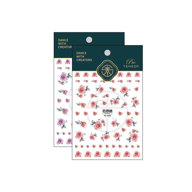 Tensor Nail Art Stickers Rose Flowers Sticker Decals - Nail MAD