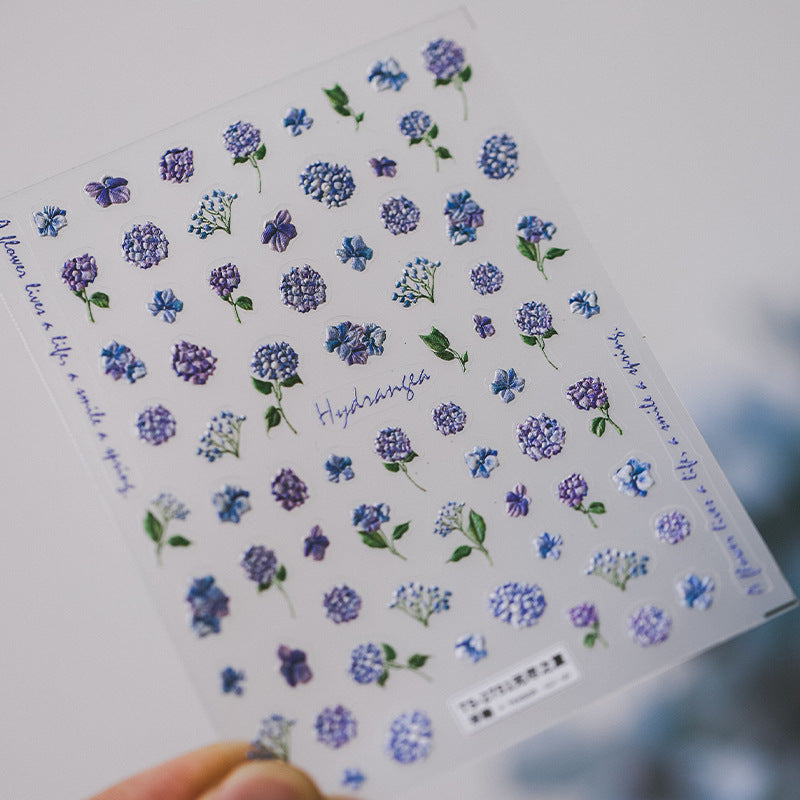 Tensor Nail Art Stickers Violet Hydrangea Sticker Decals - Nail MAD