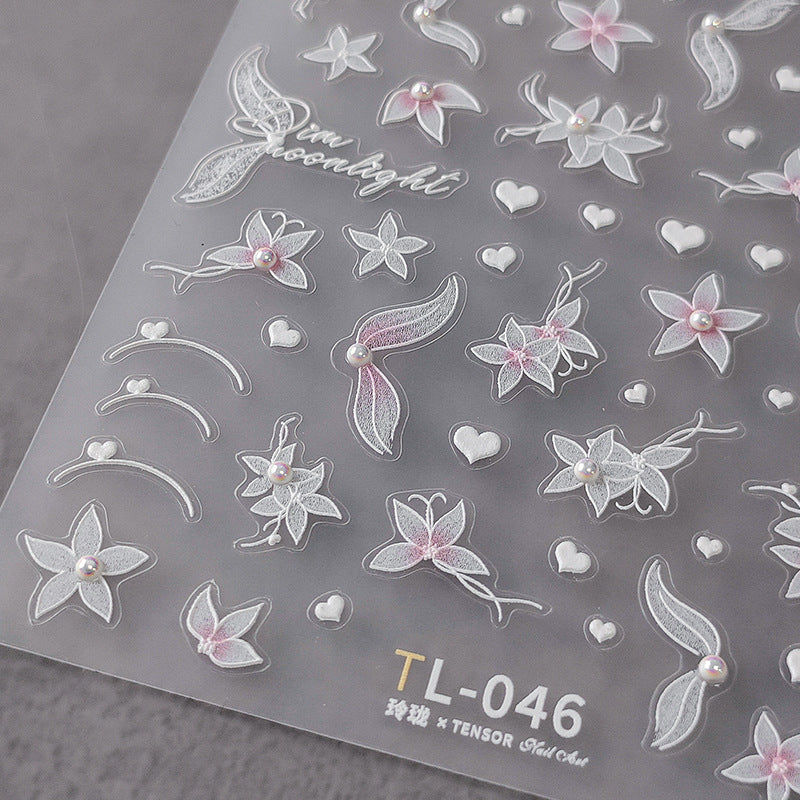 Tensor Nail Art Stickers Flowers Embossed Sticker Decals TL046 - Nail MAD