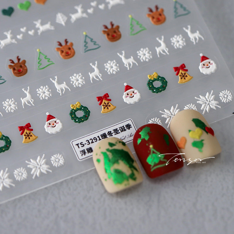 Tensor Nail Stickers Embossed Christmas Tree Snowman TS3290 - Nail MAD