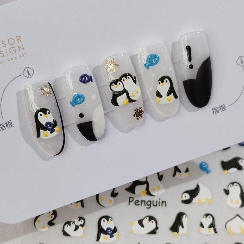 Tensor Nail Art Stickers Cute Penguin Sticker Decals - Nail MAD