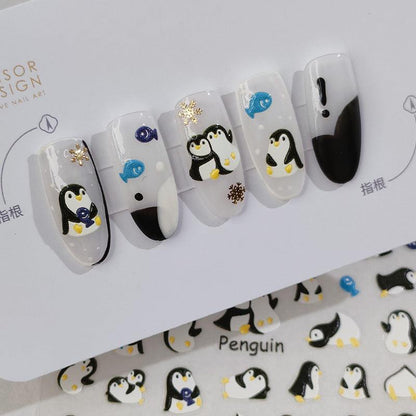 Tensor Nail Art Stickers Cute Penguin Sticker Decals - Nail MAD