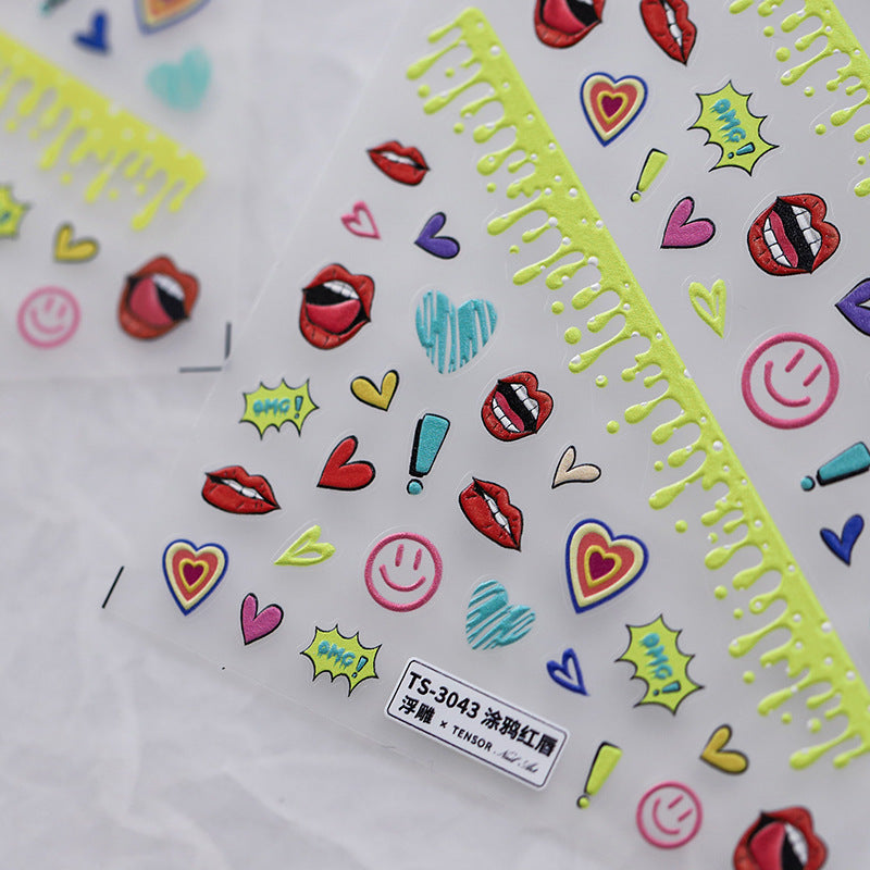 Tensor Nail Art Stickers Embossed Lips Sticker Decals TS3042 - Nail MAD