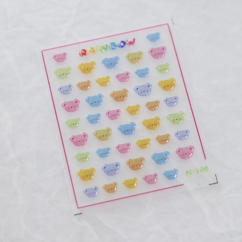 Tensor Nail Art Stickers Embossed Jelly Bear Sticker Decals M108 - Nail MAD