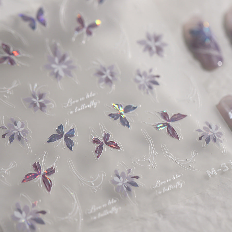 NailMAD Nail Art Stickers Adhesive Slider Shiny Butterfly Sticker Decals M317 - Nail MAD