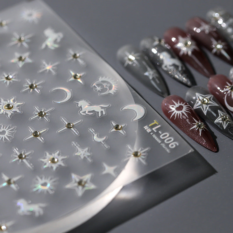 Tensor Nail Art Stickers Star Moon With Rhinestone Sticker Decals TL006 - Nail MAD