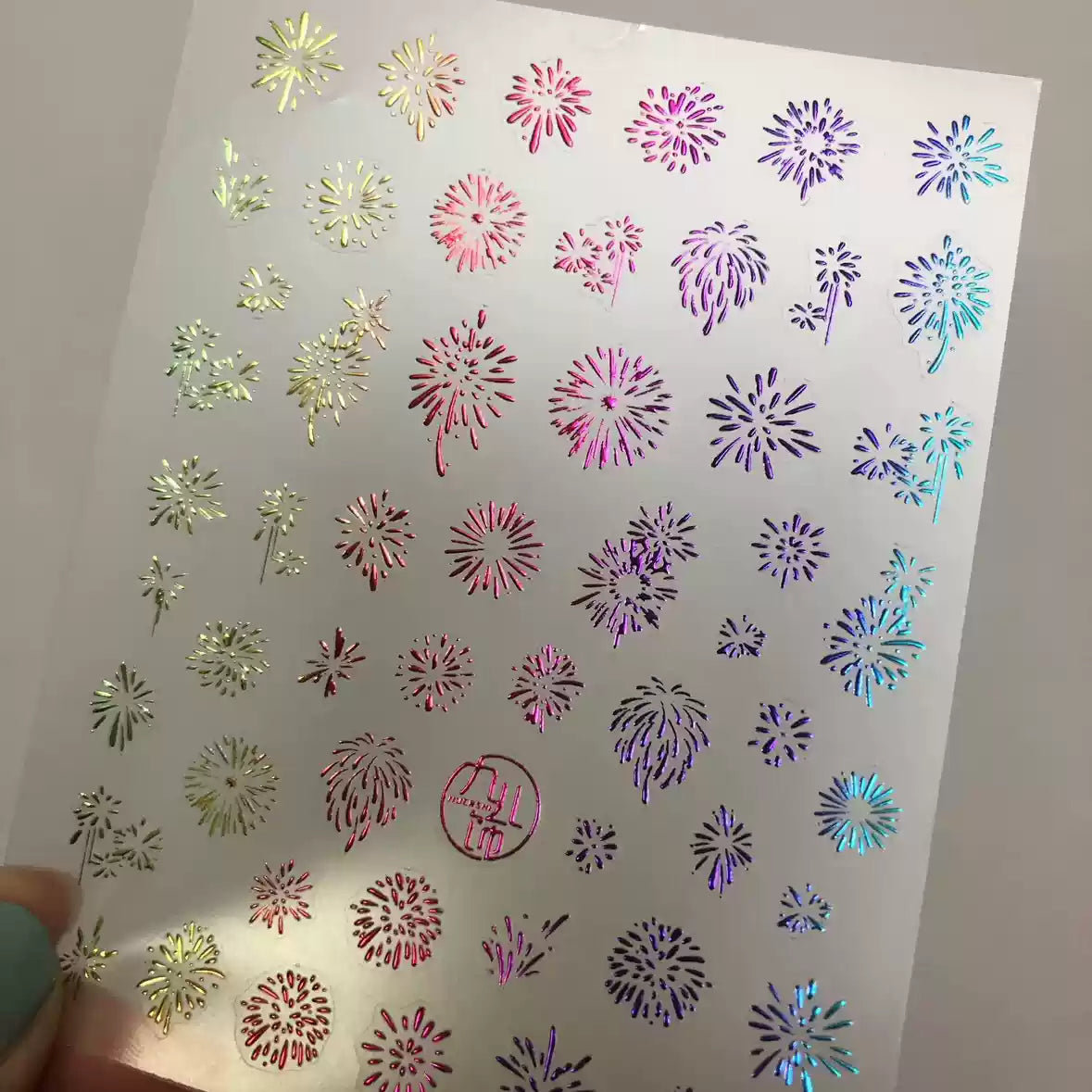 Laser Firework Nail Art Stickers Adhesive Embossed New Year Eve Sticker Decals to3470