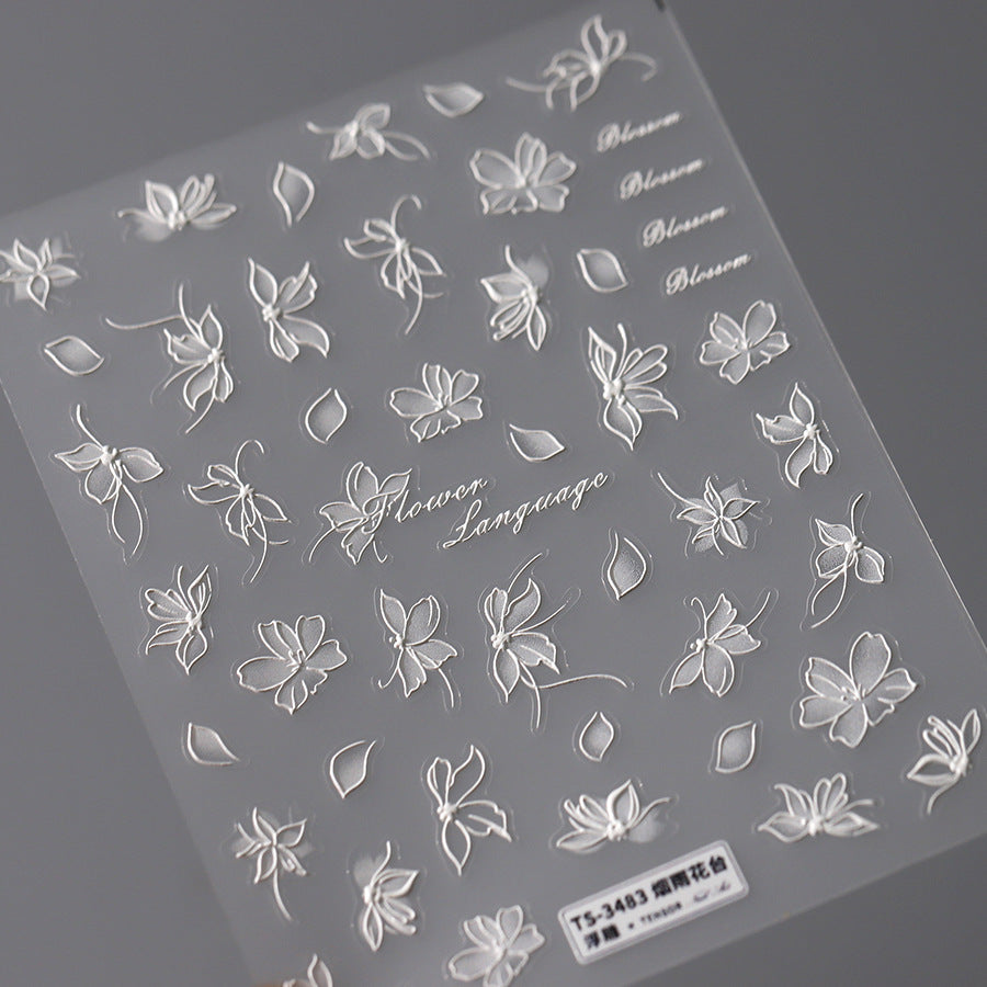 NailMAD Nail Art Stickers Adhesive Slider Embossed Lace Flower Sticker Decals TS3482 - Nail MAD