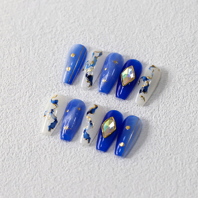 NailMAD Nail Art Stickers Adhesive Slider Embossed Blue Marble Sticker Decals M205 - Nail MAD