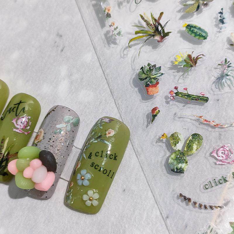 Nail Art Stickers Adhesive Slider Cactus Sticker Decals TS1839 - Nail MAD
