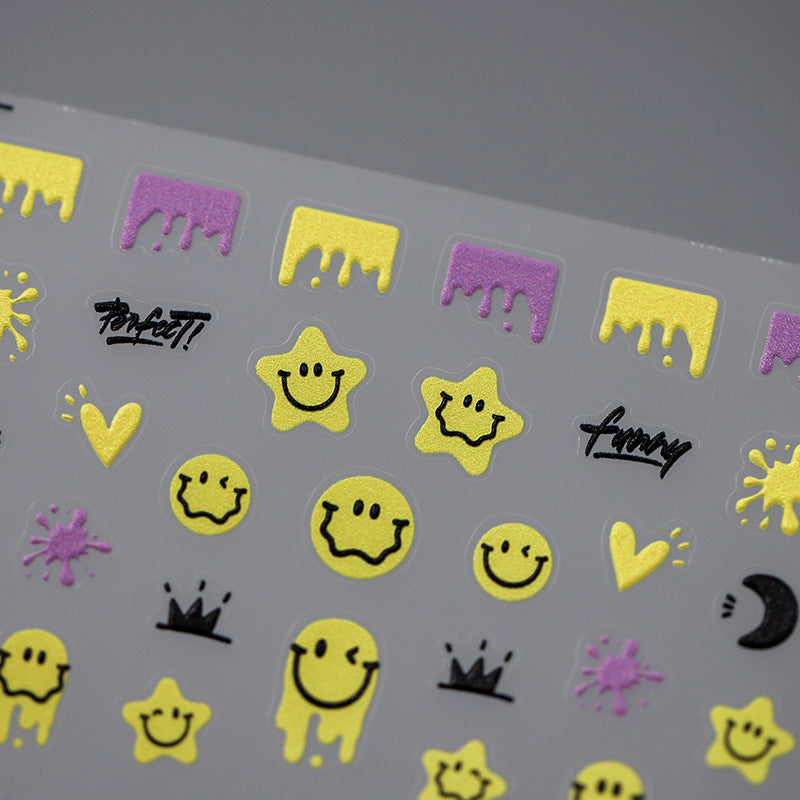 NailMAD Nail Art Stickers Adhesive Slider Smile Face Embossed Sticker Decals - Nail MAD