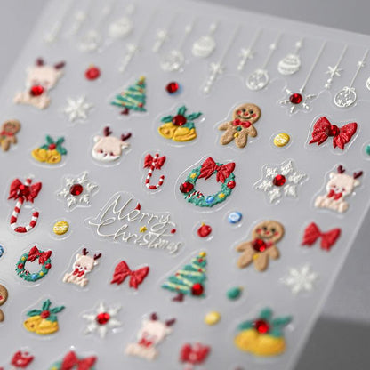Tensor Nail Art Stickers Christmas Tree Bells Embossed Sticker Decals TL064 - Nail MAD