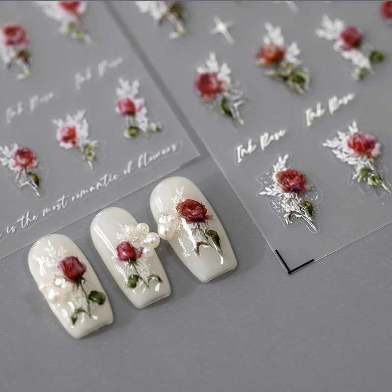 Tensor Nail Stickers Retro Rose Flowers - Nail MAD