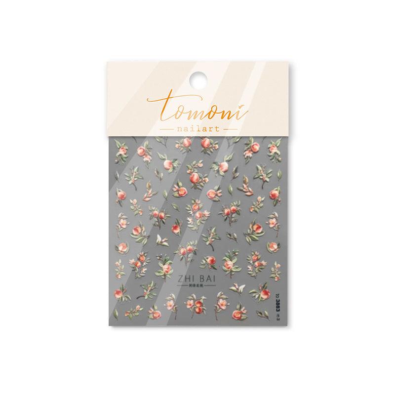 Fruit Nail Art Stickers Adhesive Peach Leaf Sticker Decals to3881