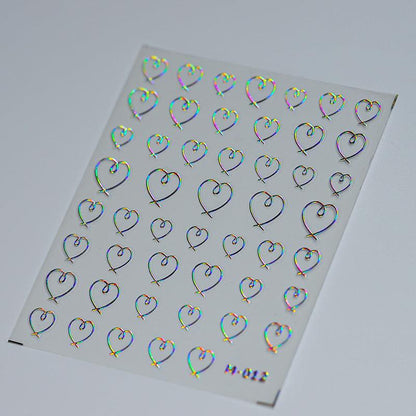 Tensor Nail Art Stickers Metal Colors Love Heart Sticker Decals - Nail MAD