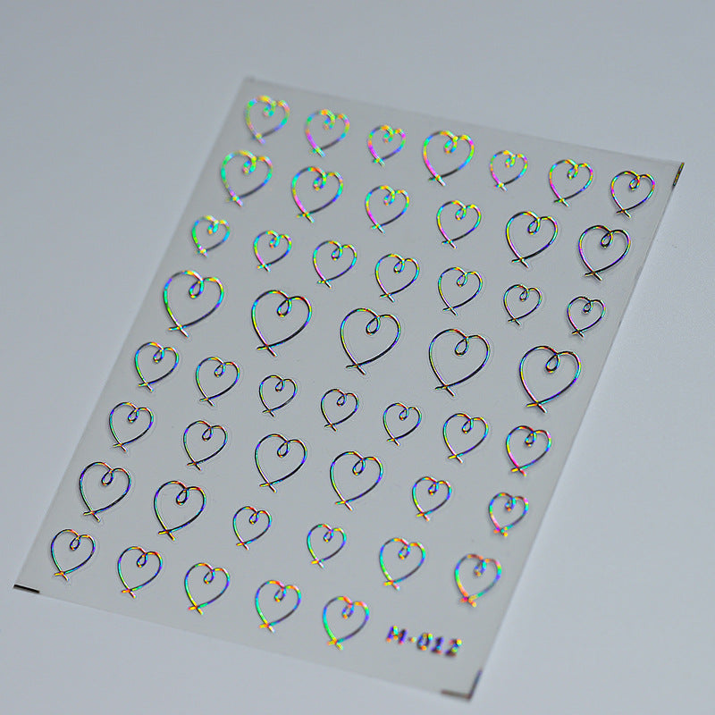 Tensor Nail Art Stickers Metal Colors Love Heart Sticker Decals - Nail MAD