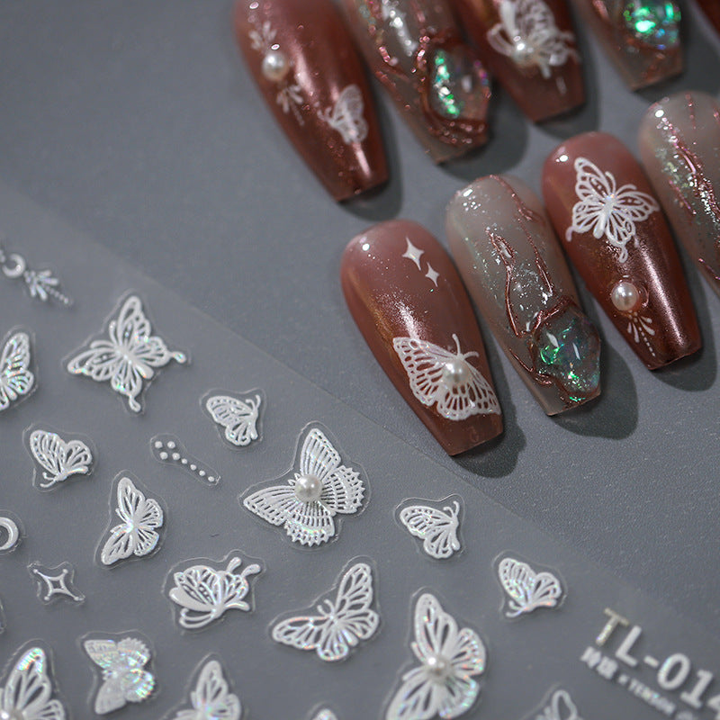 Tensor Nail Stickers Embossed Rose Flowers Leaf Design - Nail MAD