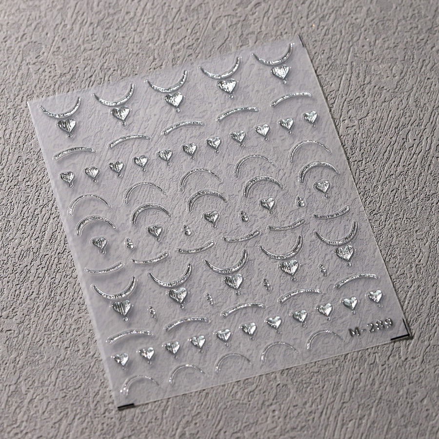 NailMAD Nail Art Stickers Adhesive Slider Gold Heart Sticker Decals M288 - Nail MAD