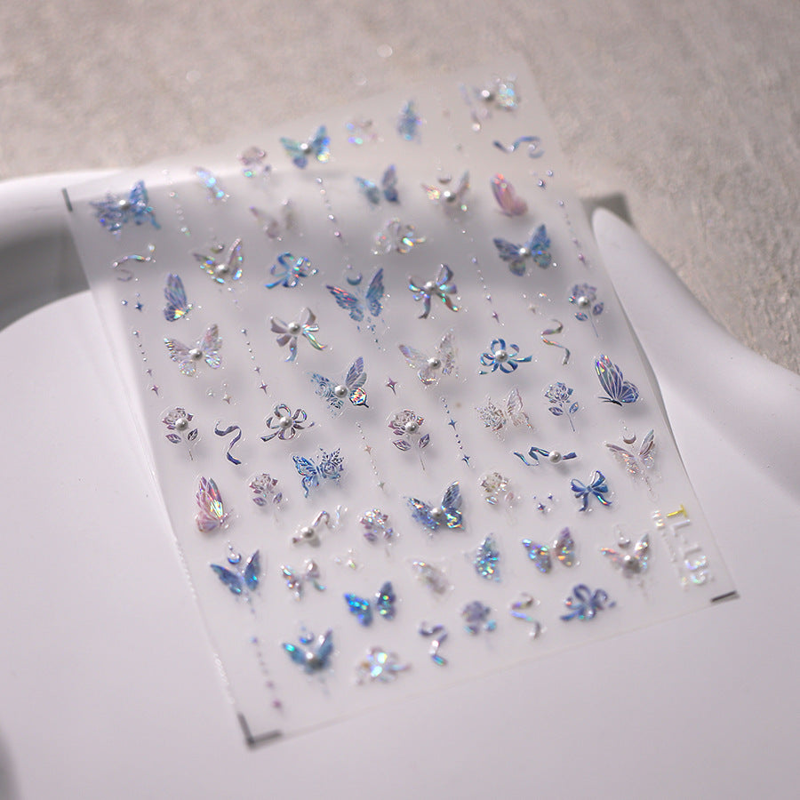 NailMAD Nail Art Stickers Adhesive Slider Butterfly With Pearl Sticker Decals TL135 - Nail MAD