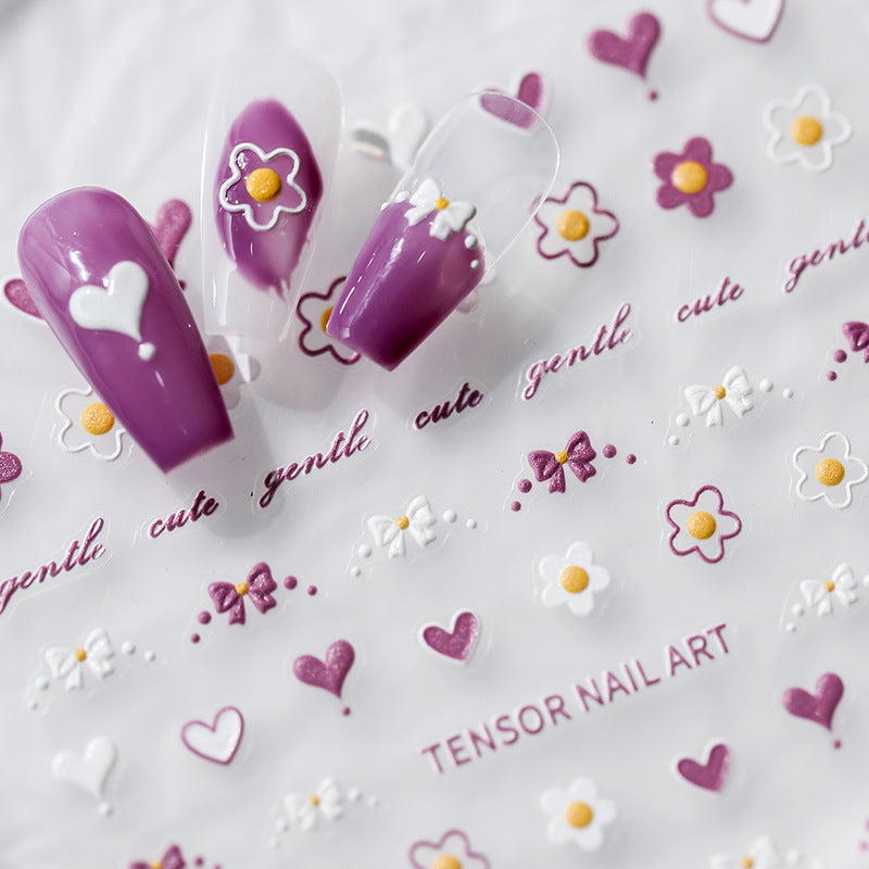 Tensor Nail Art Stickers Embossed Flower Heart Sticker Decals TS2383 - Nail MAD