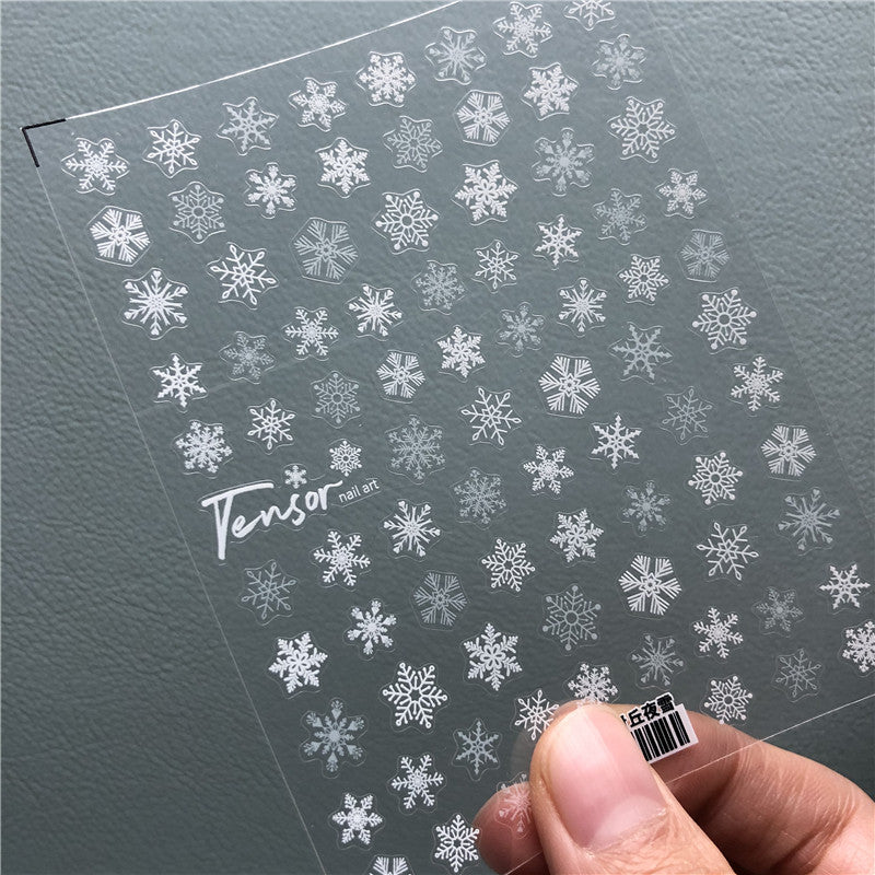 Tensor Nail Art Stickers Snowflake Embossed Sticker Decals - Nail MAD