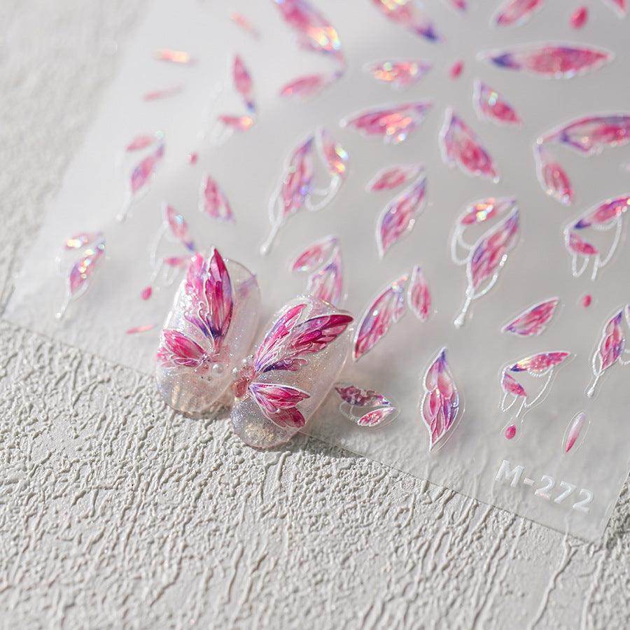 Nail Art Stickers Adhesive Slider Butterfly Embossed Angel Wings Sticker Decals M271 - Nail MAD
