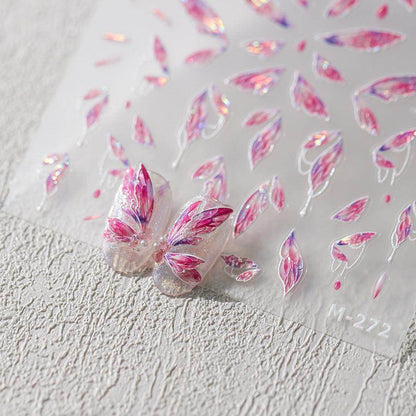 Nail Art Stickers Adhesive Slider Butterfly Embossed Angel Wings Sticker Decals M271 - Nail MAD