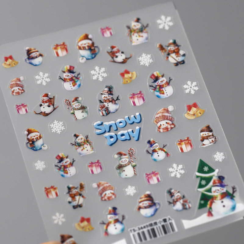 NailMAD Nail Art Stickers Adhesive Slider Embossed Xmas Snowman Sticker Decals TS3449 - Nail MAD