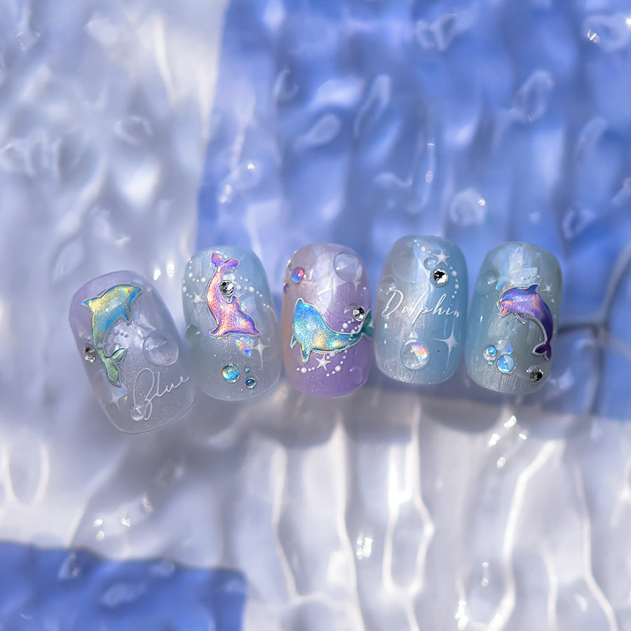 NailMAD Shiny Jelly Dolphin Nail Art Stickers Adhesive Embossed Sticker Decals To4108