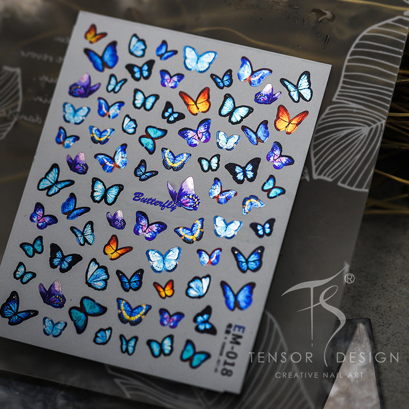 NailMAD Nail Art Stickers Adhesive Slider Metal Color Butterfly Sticker Decals EM018 - Nail MAD