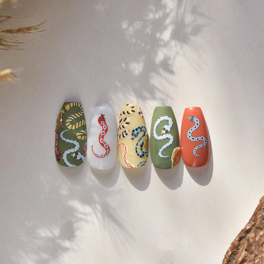 Nail Art Stickers Colorful Snake Adhesive Embossed Nail Sticker Decals to4637