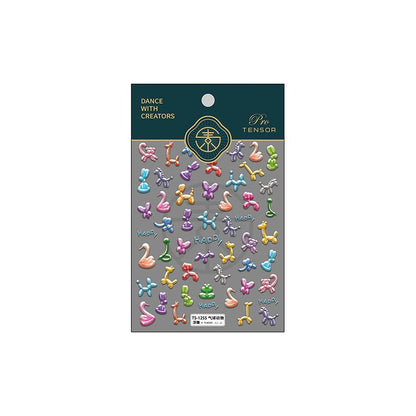 Tensor Nail Art Stickers Embossed Cute Animals Sticker Decals TS1255 - Nail MAD