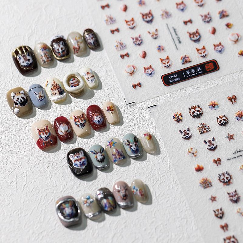 NailMAD Nail Art Stickers Adhesive Slider Embossed Wolf Sticker Decals CP043 - Nail MAD