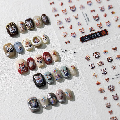 NailMAD Nail Art Stickers Adhesive Slider Embossed Wolf Sticker Decals CP043 - Nail MAD