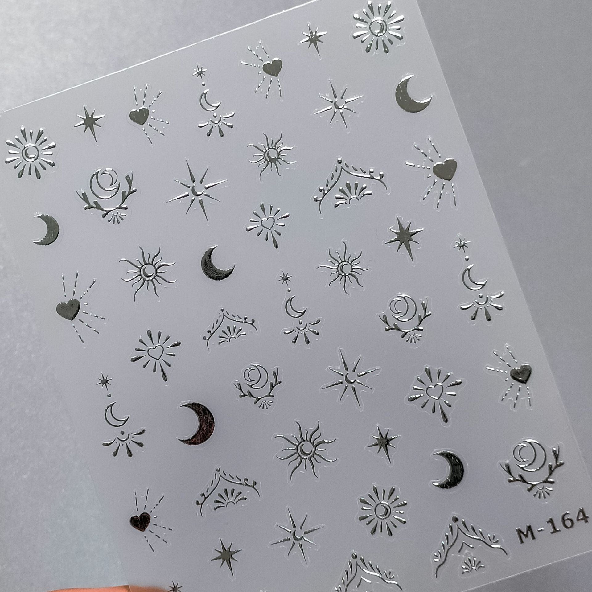 NailMAD Nail Art Stickers Adhesive Slider Gold Silver Moon Shape Metal Sticker Decals M164 - Nail MAD
