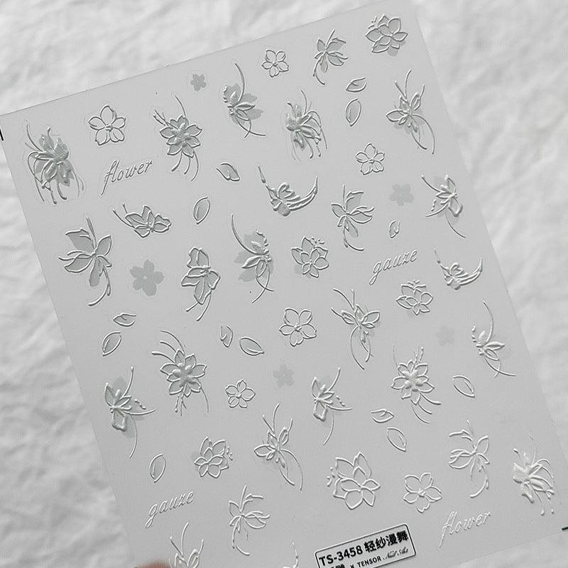 NailMAD Nail Art Stickers Adhesive Slider Embossed Rose Flower Sticker Decals TS3457 - Nail MAD