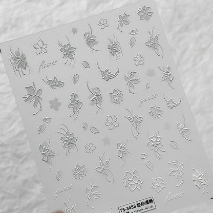 NailMAD Nail Art Stickers Adhesive Slider Embossed Rose Flower Sticker Decals TS3457 - Nail MAD