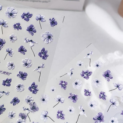 Tensor Nail Art Stickers Violet Flower Embossed Sticker Decals - Nail MAD