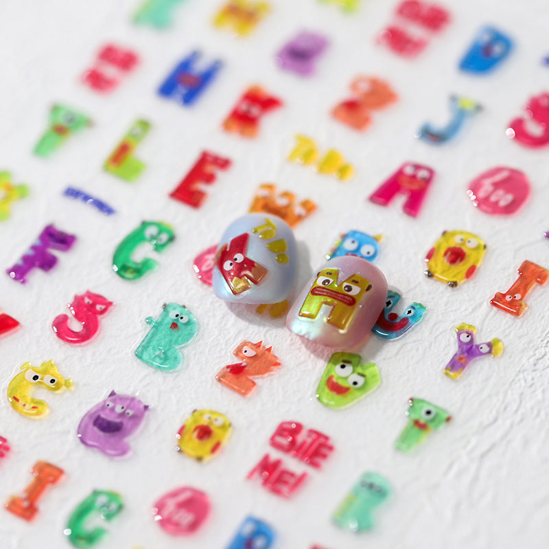 NailMAD Nail Art Stickers Adhesive Slider Embossed Jelly Monster Sticker Decals TS3406 - Nail MAD