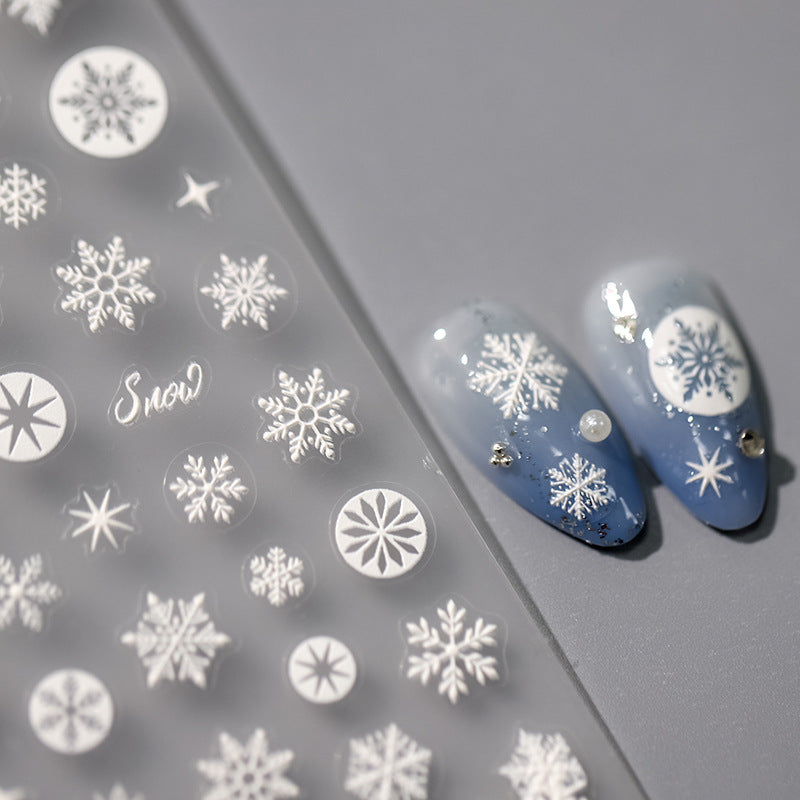 Tensor Nail Art Stickers Winter Snowflakes Embossed Sticker Decals - Nail MAD