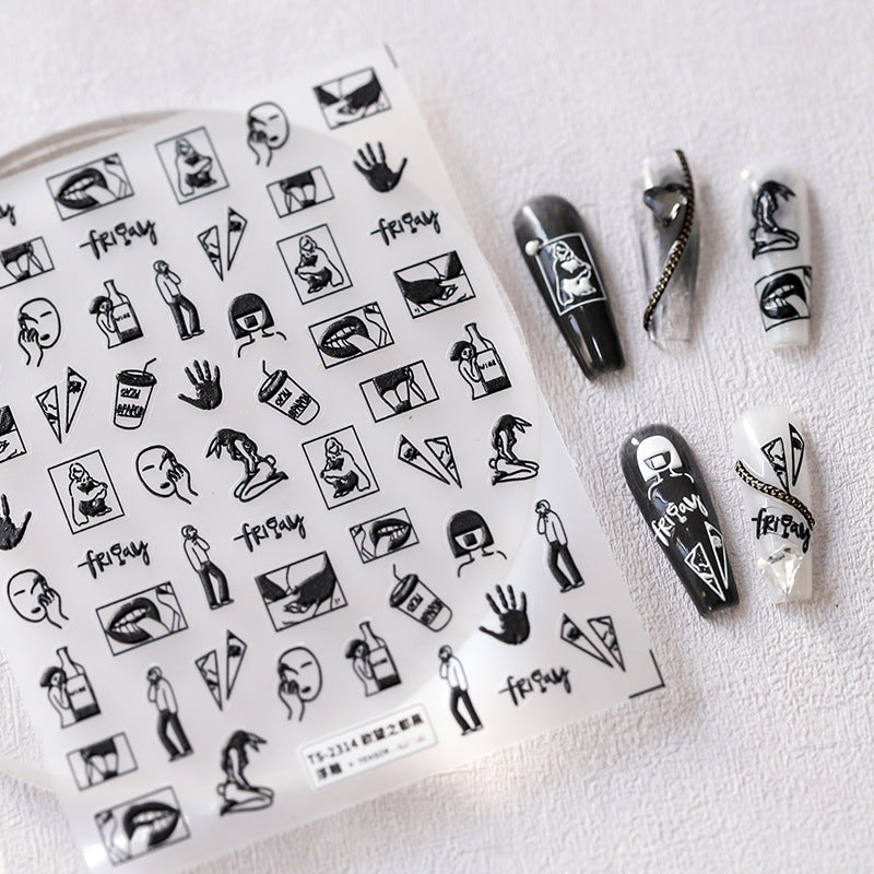 Tensor Nail Art Stickers Embossed Lady Sticker Decals TS2314 - Nail MAD