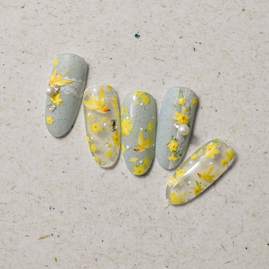 Jasmine Flowers Nail Art Stickers Adhesive Embossed Wild Flower Sticker Decals To3760