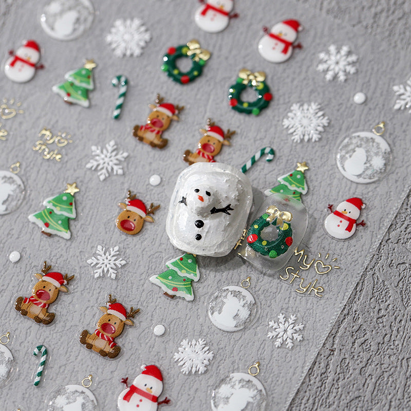 NailMAD Nail Art Stickers Adhesive Slider Embossed Snowflake Winter Art Sticker Decals M227 - Nail MAD