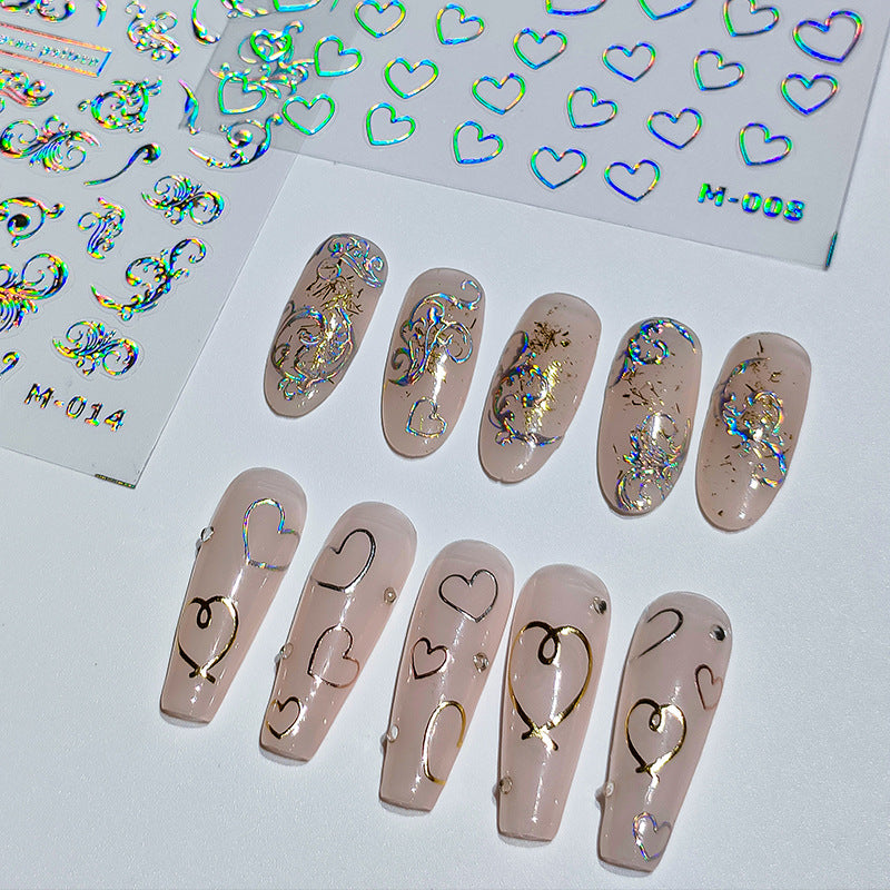 Tensor Nail Art Stickers Metal Colors Love Heart Sticker Decals - Nail MAD