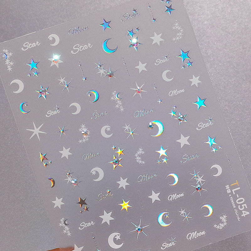 Tensor Nail Art Stickers Moon Stars With Rhinestone Sticker Decals TL054 - Nail MAD