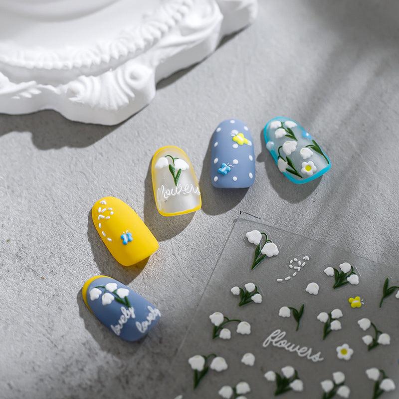 Tensor Nail Art Stickers Convallaria Majalis Embossed Sticker Decals - Nail MAD