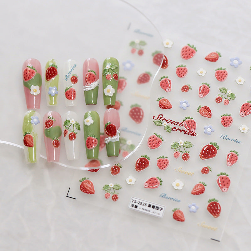 Tensor Nail Art Stickers Strawberry Sticker Decals - Nail MAD