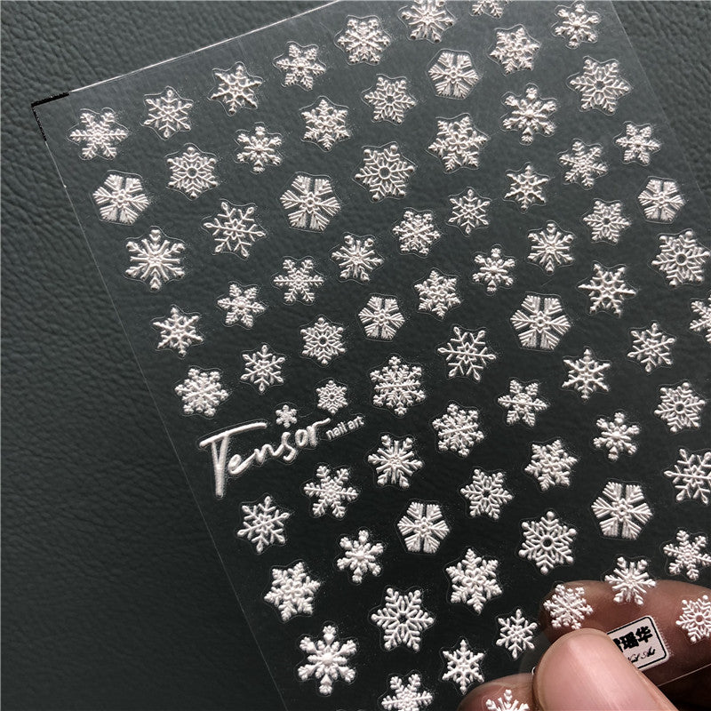 Tensor Nail Art Stickers Snowflake Embossed Sticker Decals - Nail MAD