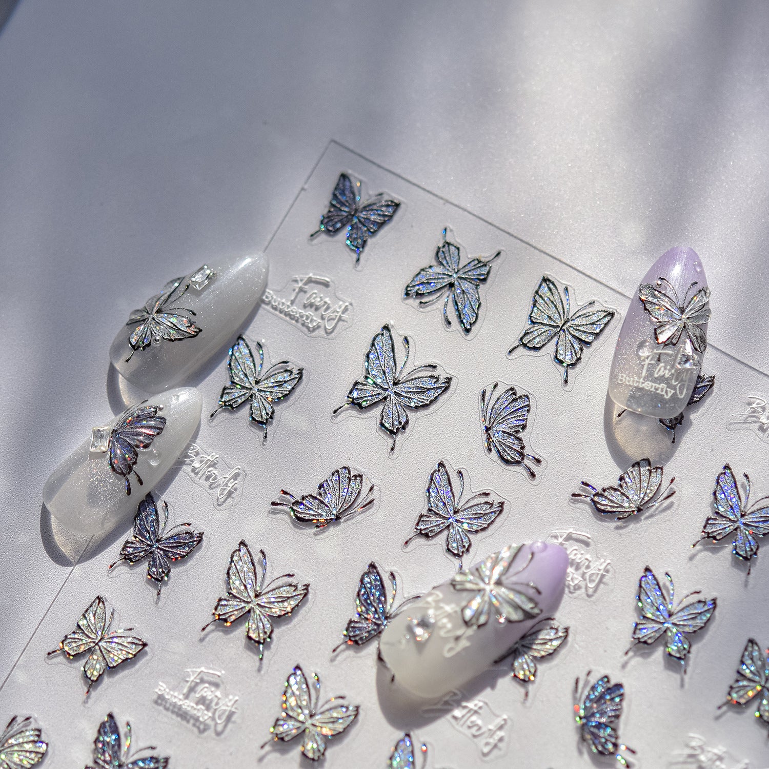 Laser Butterfly Nail Art Stickers Adhesive Embossed Sticker Decals to4061